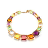 Elegant Multicolor Resin Gemstone Choker Necklace & Dangle Earrings Set